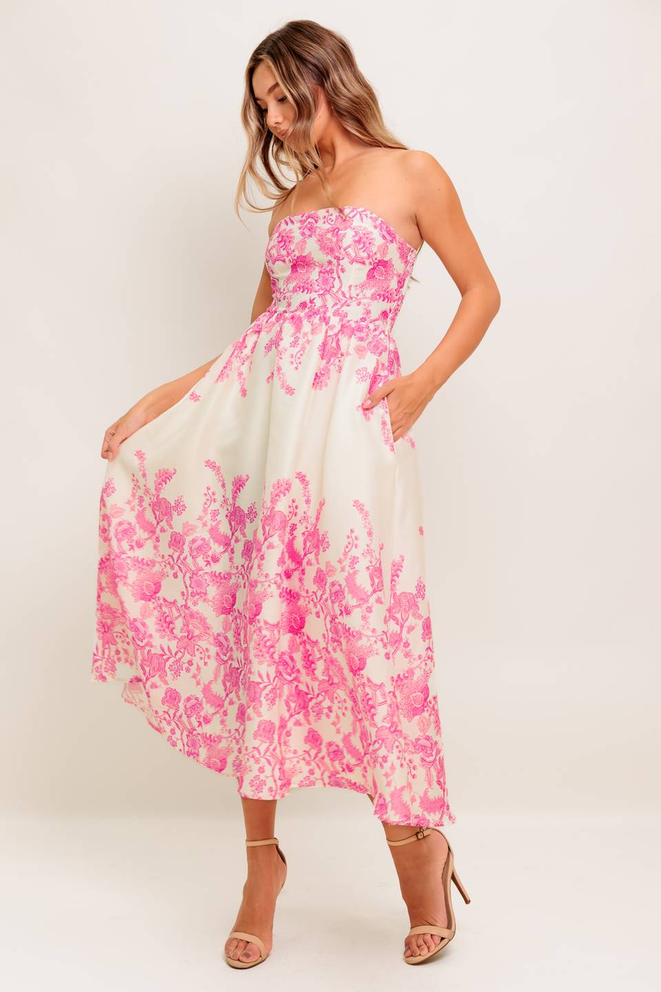COCO LOCOS WOVEN MIDI DRESS Flying Tomato